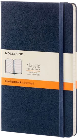 Moleskine Classic Notebook. Large. Ruled. Sapphire Blue. Hard Cover (5 x 8.25)