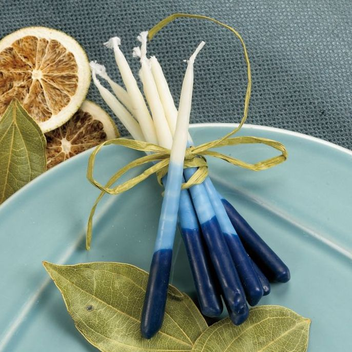 Premium Chanukah Candles Blue Light Blue & White - Image 2