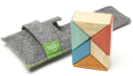 6 Piece Tegu Pocket Pouch Prism Magnetic Wooden Block Set. Sunset