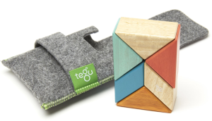 6 Piece Tegu Pocket Pouch Prism Magnetic Wooden Block Set. Sunset