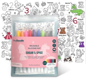 Sugar & Spice Reusable Silicone Colouring Placemat by HeyDoodle