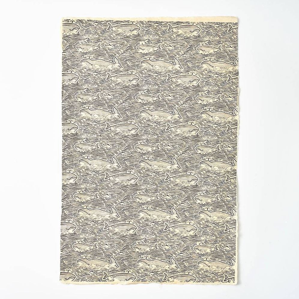 Whales & Waves on Cream Handmade Paper - Image 2