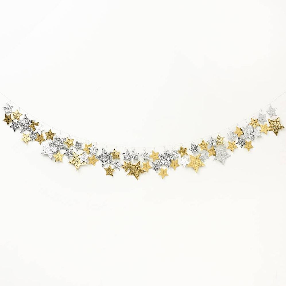 Silver & Gold Glitter Star Garland - Image 2