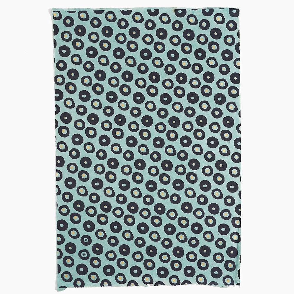 Navy and Gold Dots on Blue Handmade Paper - Image 2