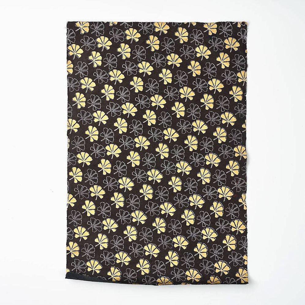 Gingko Leaves on Black Handmade Paper - Image 2