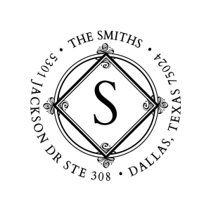 Circle in Diamond Monogram Custom Stamp