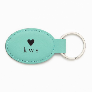 Monogram Heart Teal Key Fob