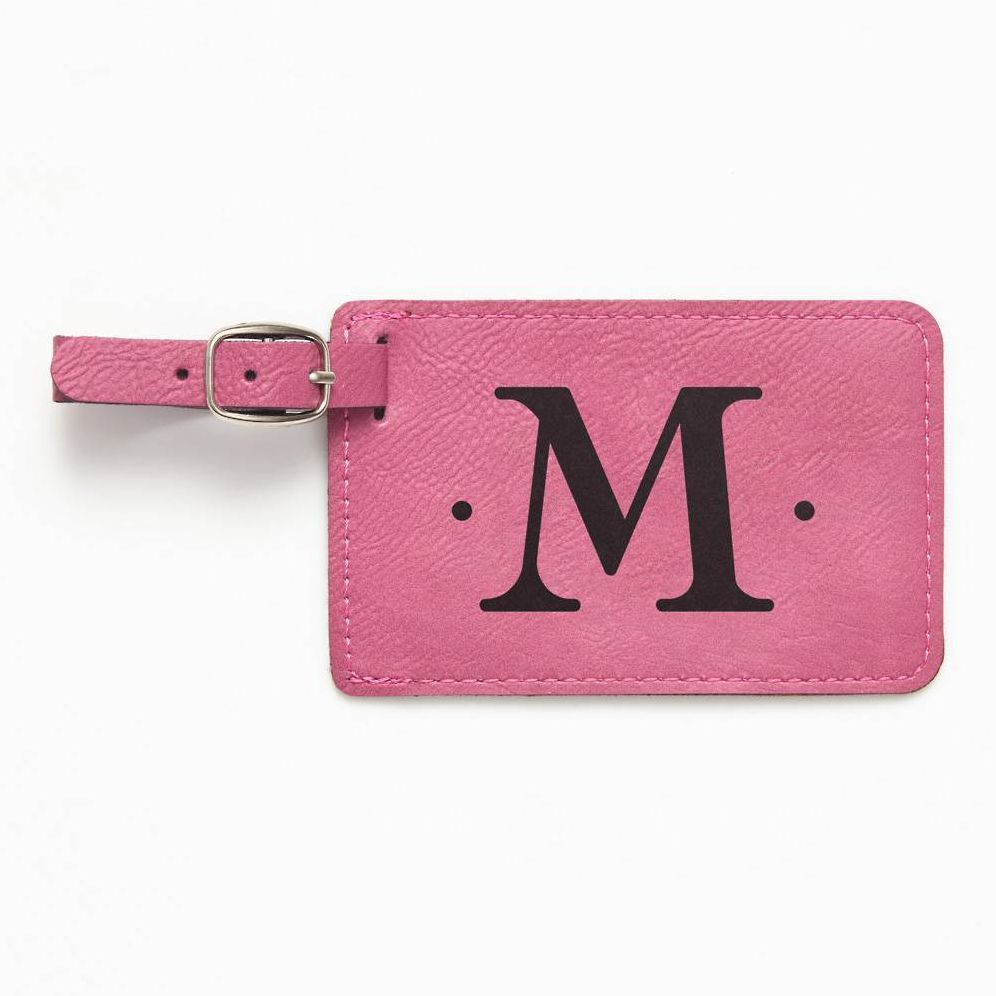 Single Initial Monogram Pink Luggage Tag