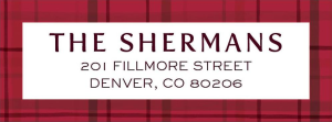 Cozy Watercolor Red Plaid Holiday Return Address Label