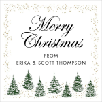Snowy Winter Green Tree Border Holiday Gift Tag Label