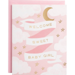Welcome Baby Girl Gold Foil Baby Card