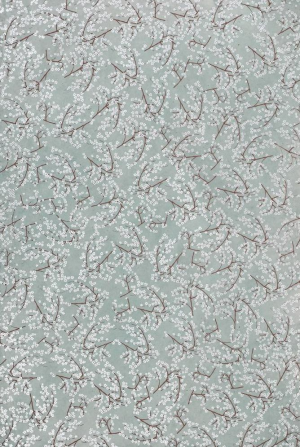 Silver Cherry Blossom On Blue Handmade Paper