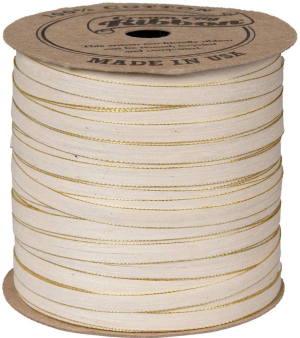 Skinny Cotton Ribbon Cream/Gold 50yd