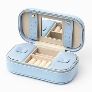 Light Blue Vegan Leather Jewelry Box