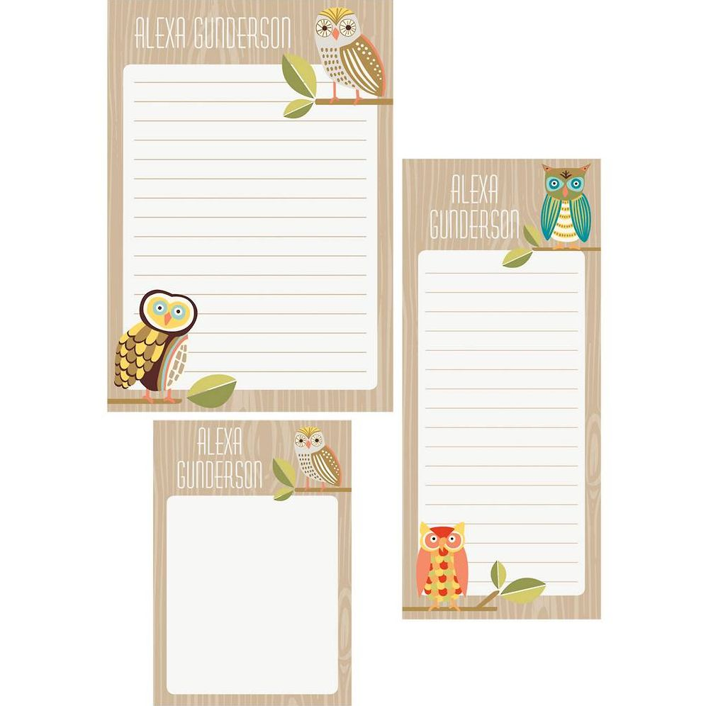 Owls Mixed Personalized Notepads