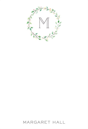 Monogram Wreath Personalized Notepad Set