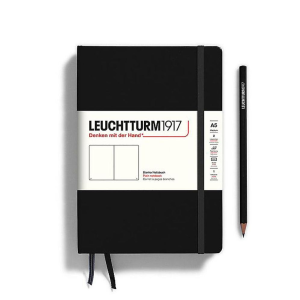 Leuchtturm Black Unlined Hardcover Medium Notebook