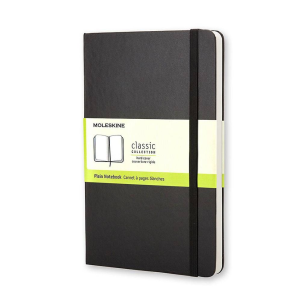 Moleskine Classic Notebook. Large. Plain. Black. Hard Cover (5 x 8.25)