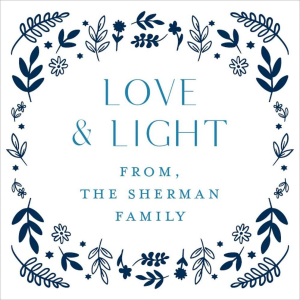 Blue Floral Hanukkah Gift Tag Label