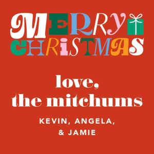 Retro Type Merry Christmas Holiday Gift Tag Label