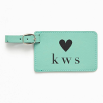 Monogram Heart Teal Luggage Tag