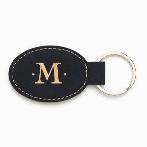 Single Initial Monogram Black Key Fob