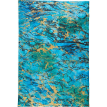 Blue with Gold and Black Marbling Waves Handmade Paper