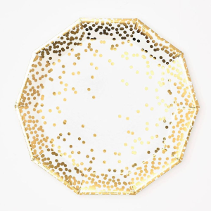 Gold Confetti Decagon Large Plates