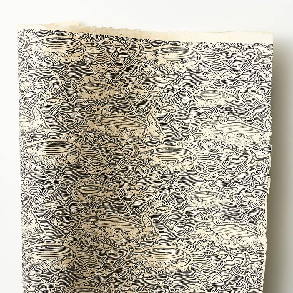 Whales & Waves on Cream Handmade Paper