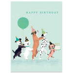 Dogs Conga Line Birthday Card