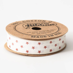 White with Rose Gold Stars Cotton Ribbon 5/8. 10YD