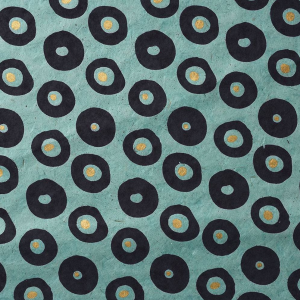 Navy and Gold Dots on Blue Handmade Paper