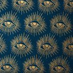 Gold Metallic Eyes on Dark Teal Handmade Paper