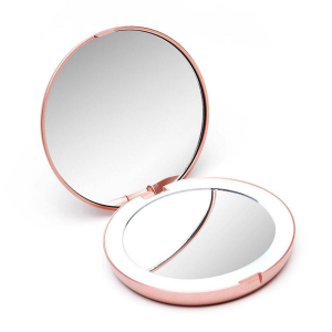 Rose Gold Compact Lighted Mirror