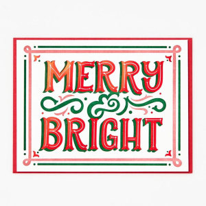 Merry & Bright Vintage Type Holiday Card