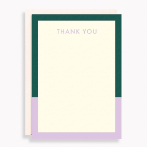 Colorblocked Green and Lavender Thank You Stationery Set