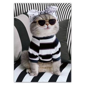 Cat in Stripes Birthday Card