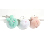 Pom Pom Bunny Keychain 3 Assorted Colors