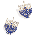 Blue Menorah Drop Earrings