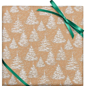 White Glitter Kraft Trees Roll Wrap 28X59