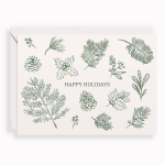 Delicate Greenery Holiday Lettepress Card