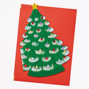 Vintage Ceramic Tree Holiday Greeting Card