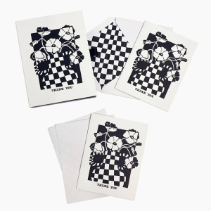 Checker Vase Floral Thank You Card Set
