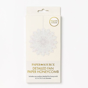 White Detailed Fan Paper Honeycomb Med 6.5 inches