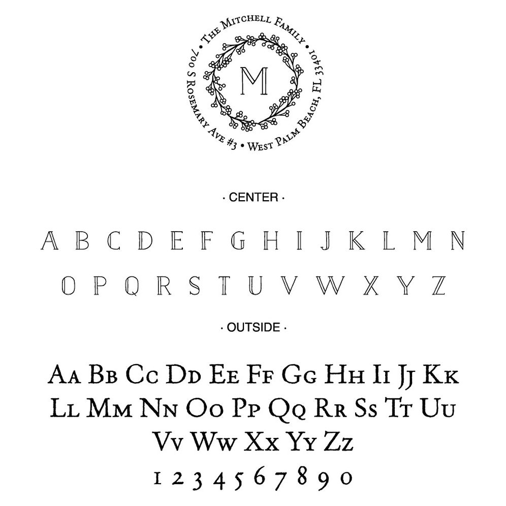 Berry Monogram Wreath Custom Stamp - Image 2