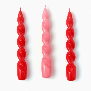 Twisted Taper Candles. Coral and Pink