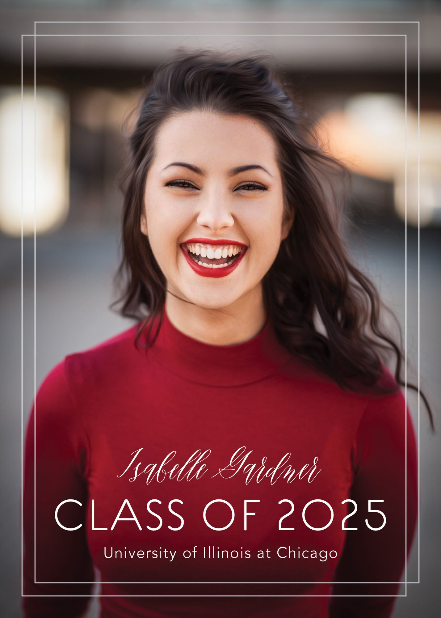Foil Vertical Dual Border Graduation Announcement - Image 2