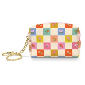 Checkerboard Blooms Keychain Pouch