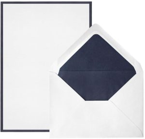 Bi-Color Sheet Correspondence box set. 5.75x8.25 25 sheets 25 envelopes navy/white