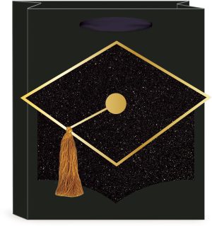 Medium Gold Grad Cap Gift Bag